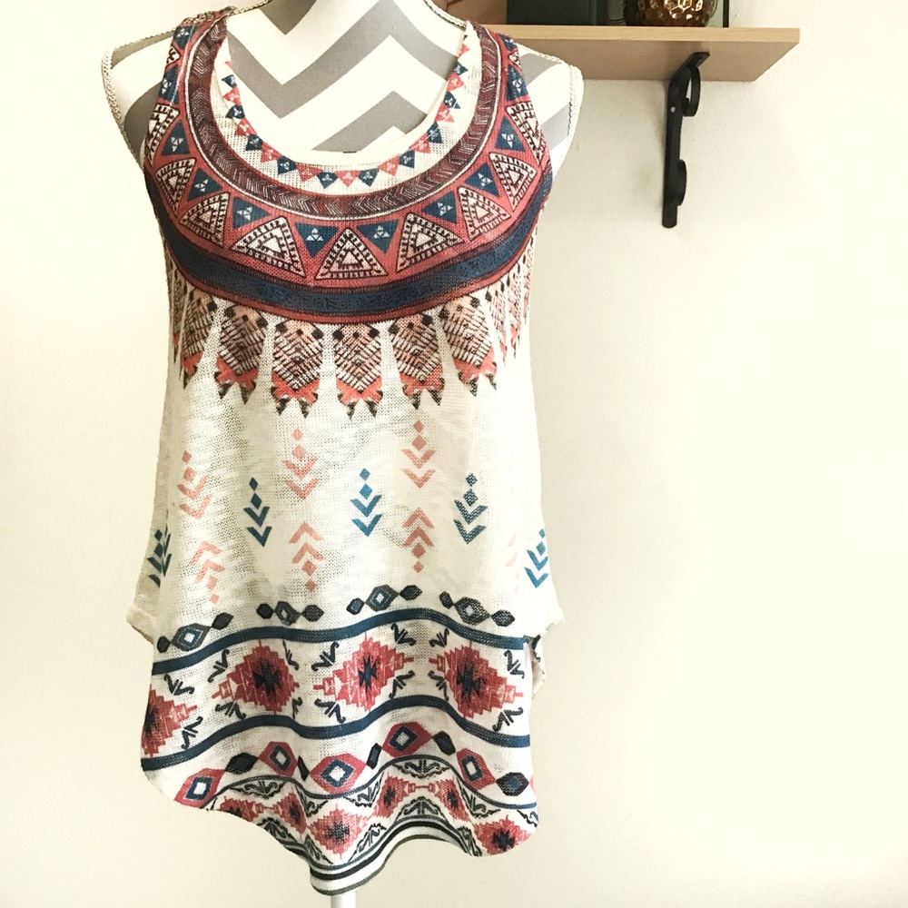 Gaze USA Aztec Tribal asymmetrical Racerback top